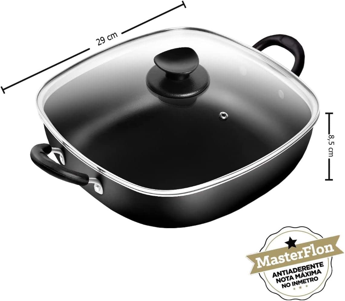 Frigideira Wok Quadrada 2 Alças N°29 Antiaderente Preto Pato... - Image 2