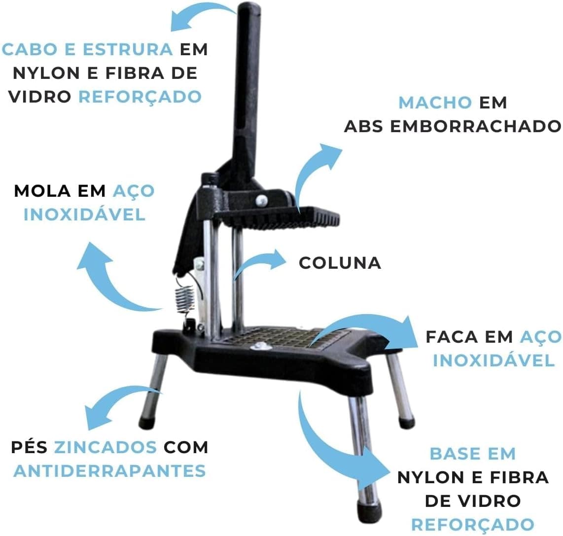 Cortador de Legumes Pequeno, Lâminas de Aço Inox 9x9cm, Cort... - Image 4