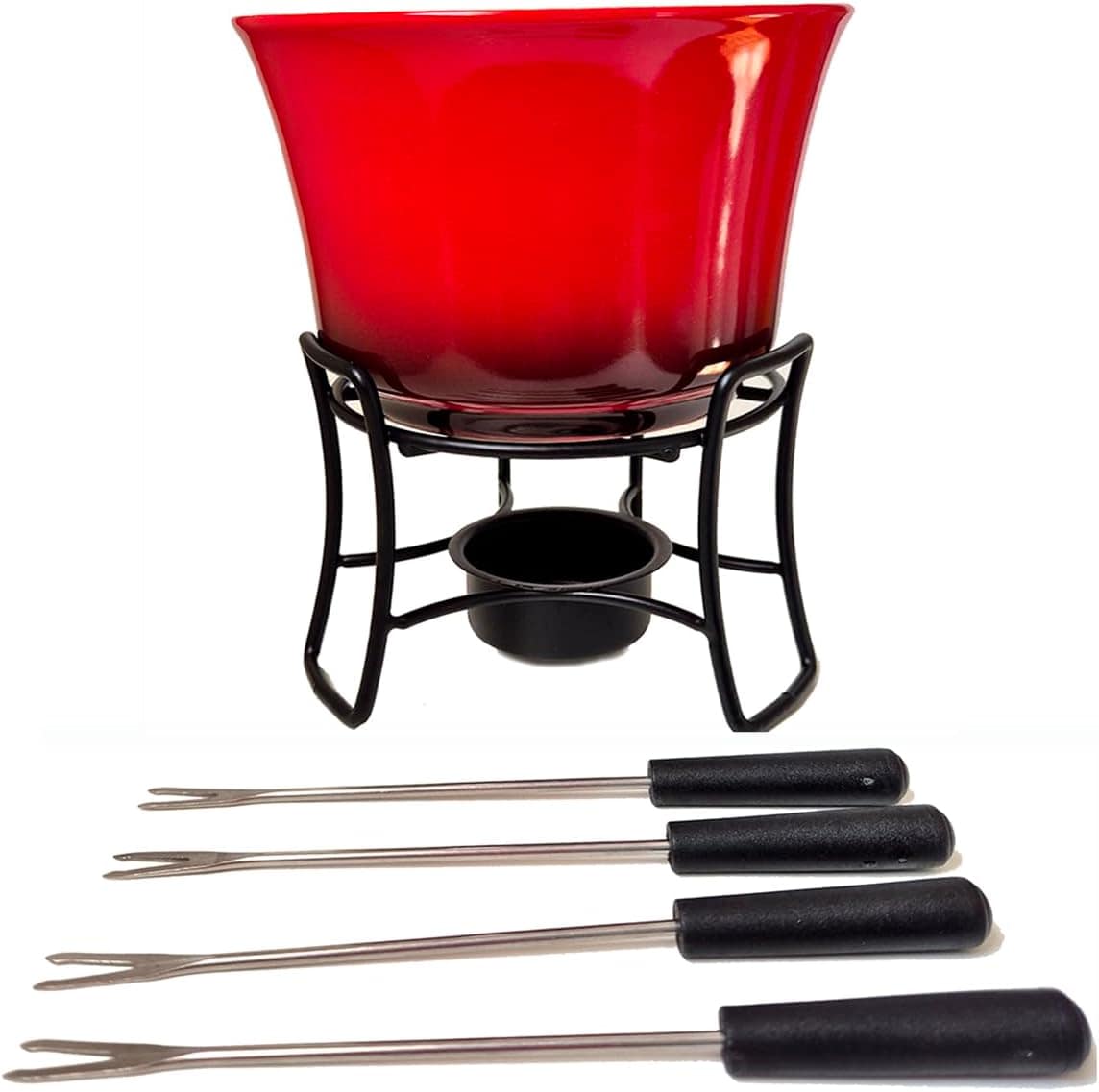 Conjunto de Fondue em Cerâmica Vermelha com Suporte Metálico... - Image 2