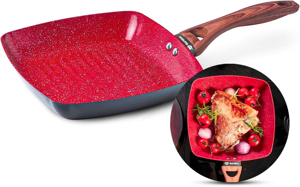 Frigideira Cerâmica 24 Grill Antiaderente Red Marble Duralar