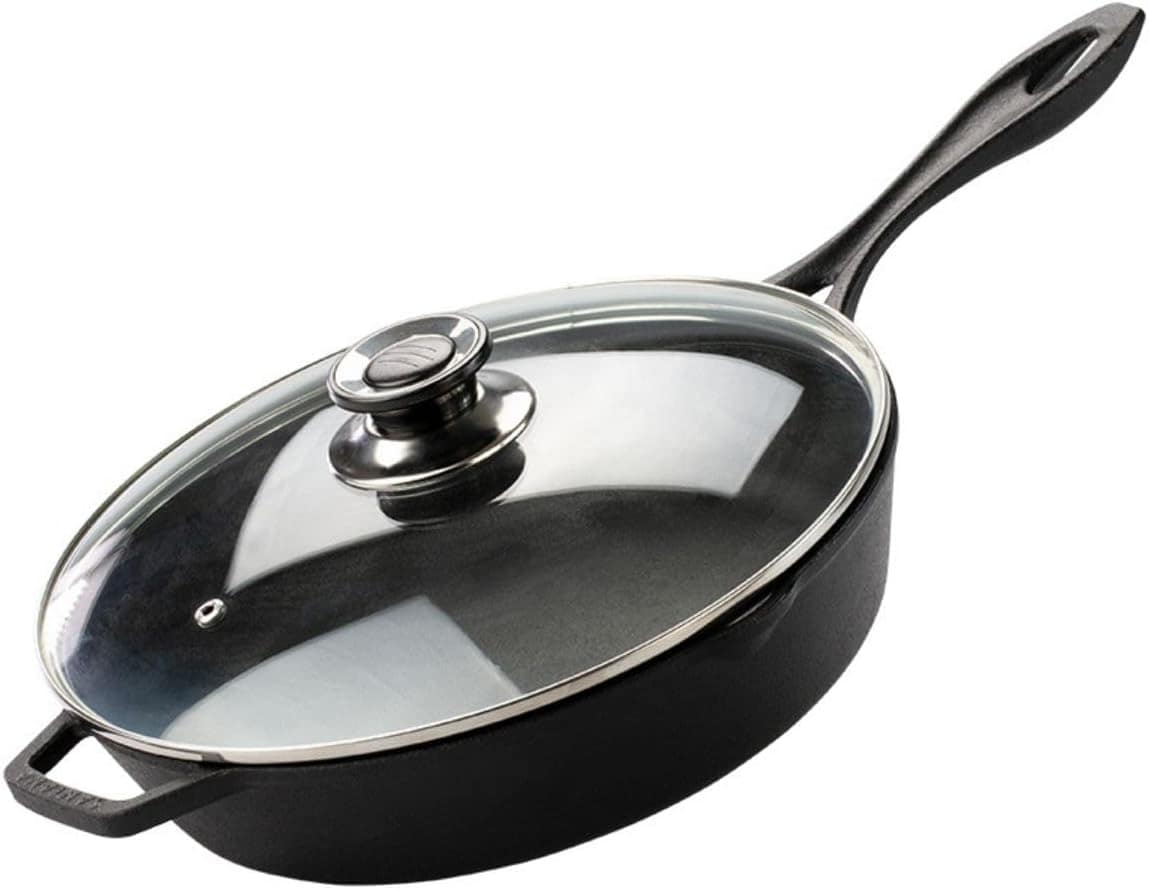 Frigideira De Ferro Fundido Com Tampa De Vidro 28 Cm Cabo de...