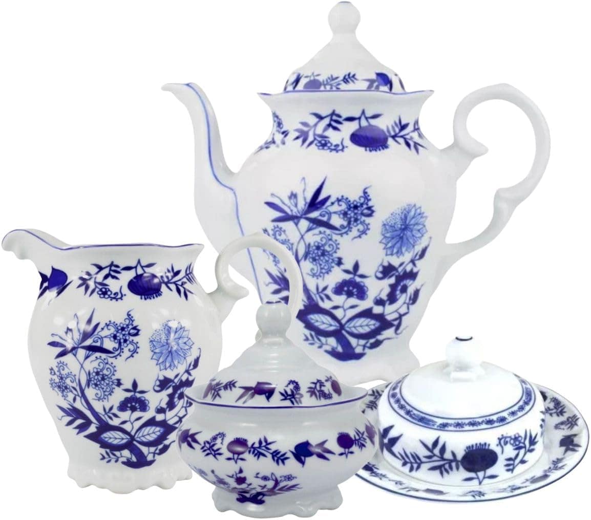 Schmidt Jogo de Chá 4 Peças Cebolinha Porcelana Azul - Bule ...