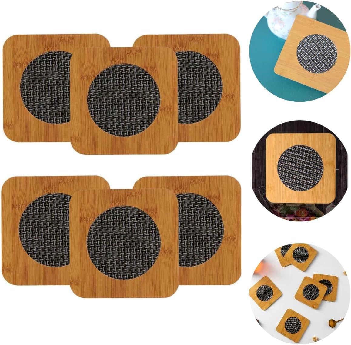 Kit 6 Descanso Porta Panela de Madeira Apoio Para Panelas Nã...