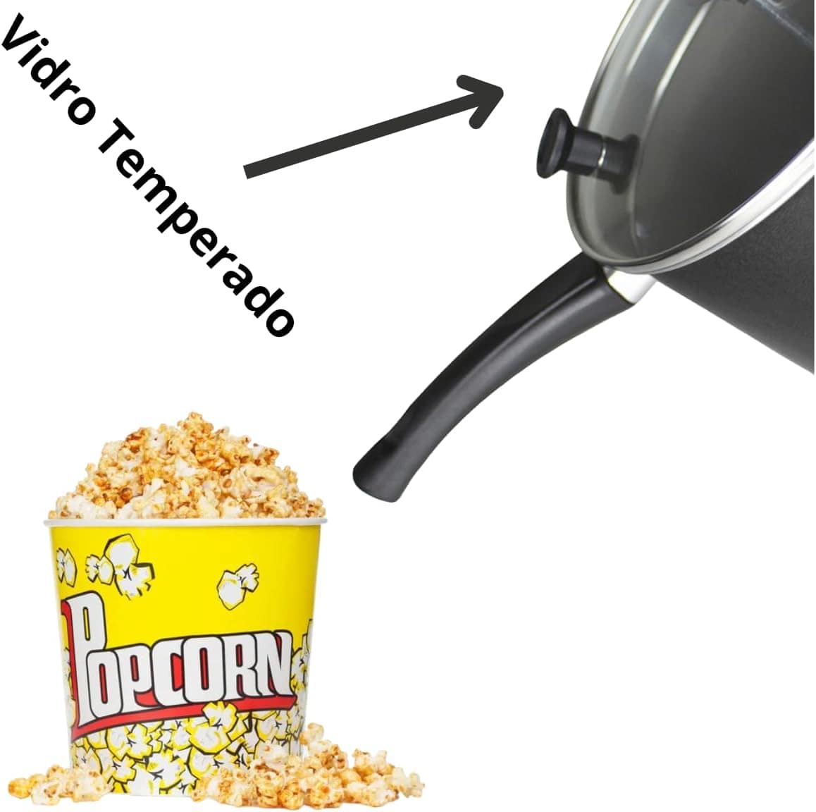 Panela de Pipoca Pipoqueira Tampa Vidro Antiaderente Sem Ole... - Image 6