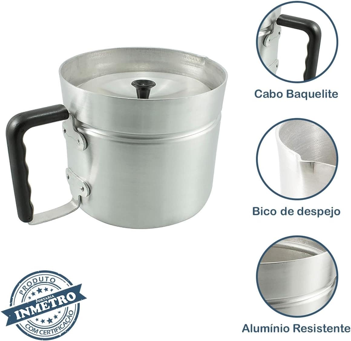 Fervedor Hotel Leiteira Caneco Grande Nº 22 Alumínio Cabo Ba... - Image 2