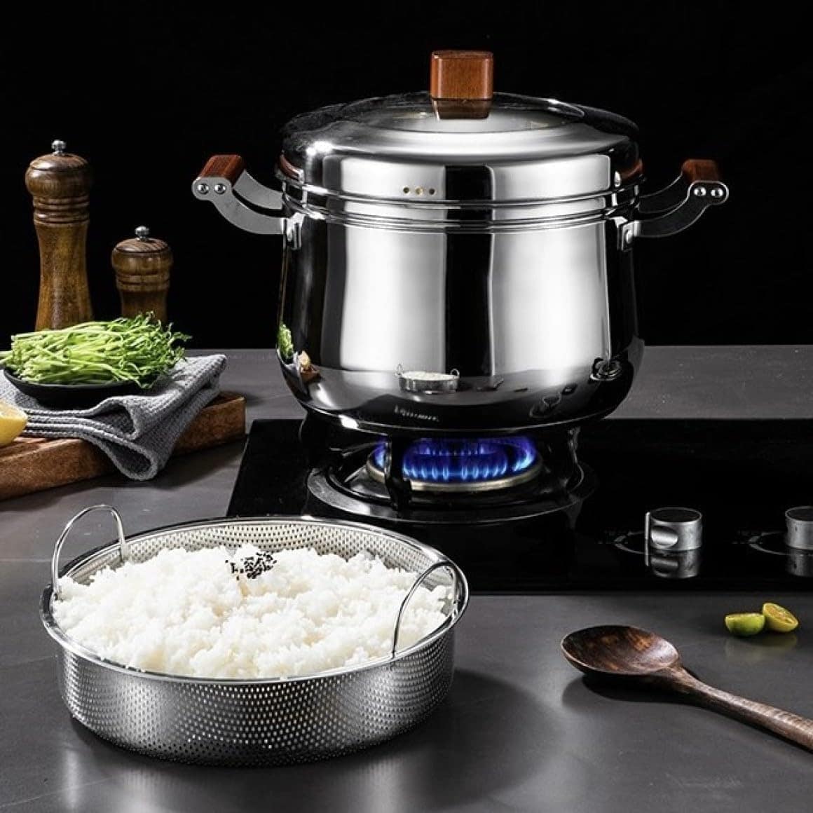 Panela a Vapor de Inox com Tampa de Vidro e Cesto de Cozimen... - Image 8