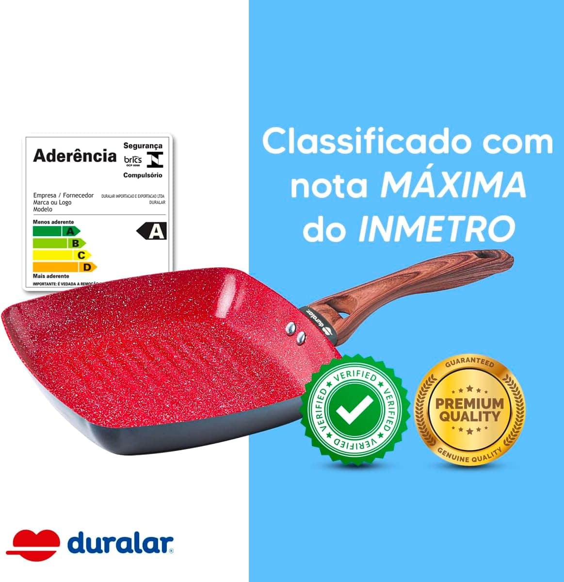 Frigideira Cerâmica 24 Grill Antiaderente Red Marble Duralar - Image 5