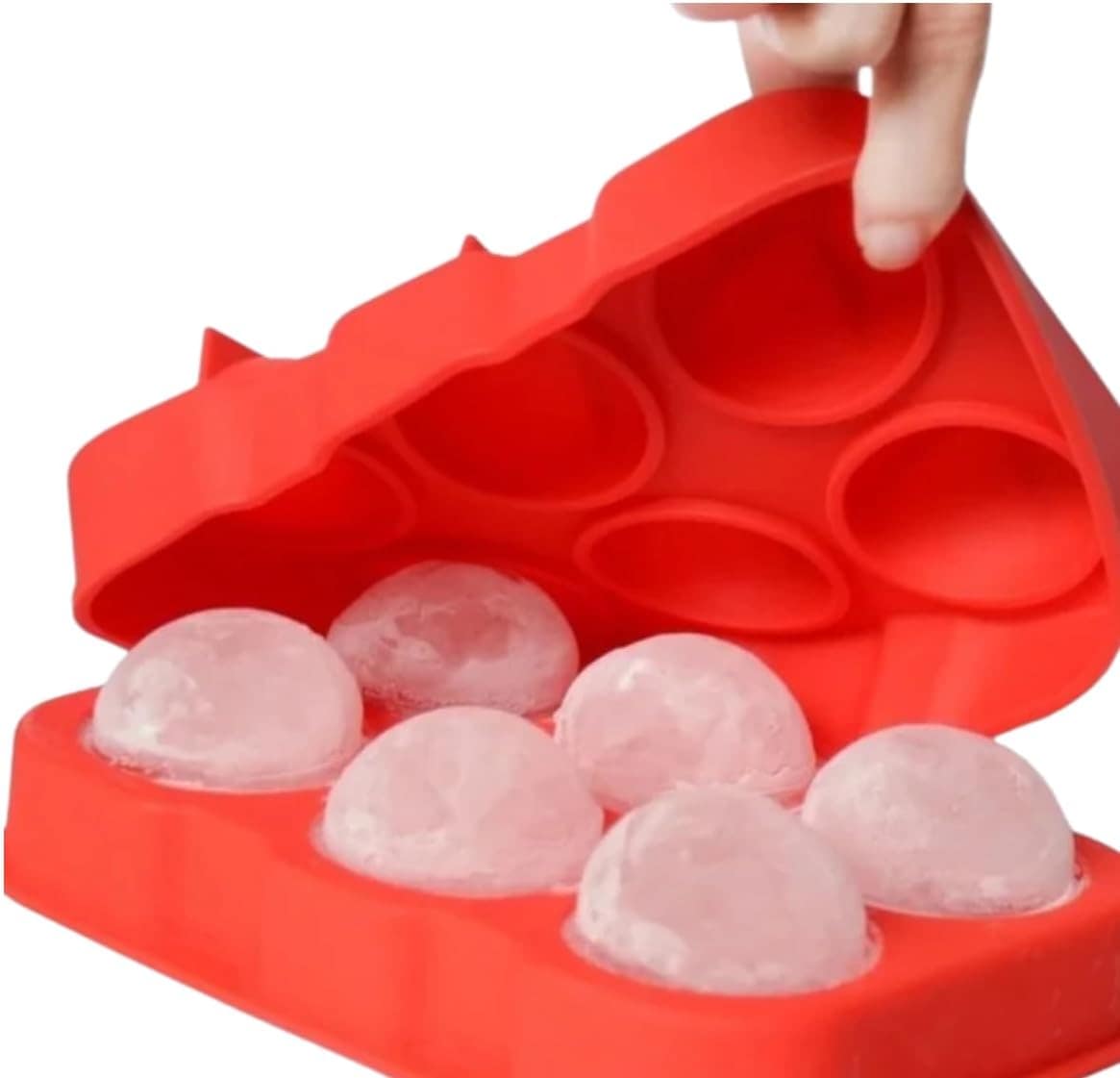 Forma para Gelo Em Silicone Formato de Esfera Cor Vermelha