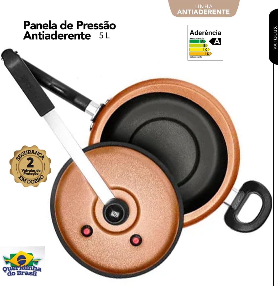 Panela De Pressão 5 Litros Antiaderente Cobre Patolux - Image 3