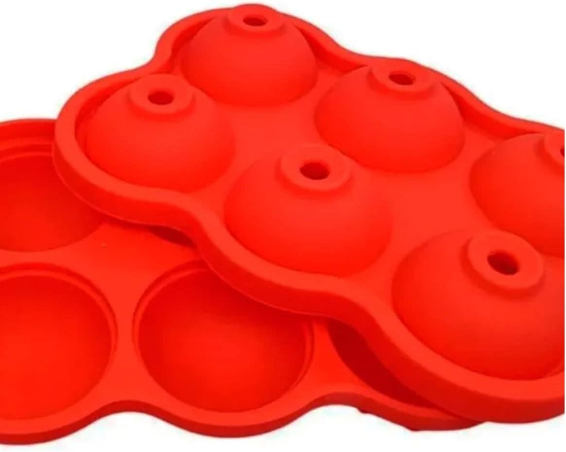 Forma para Gelo Em Silicone Formato de Esfera Cor Vermelha - Image 3