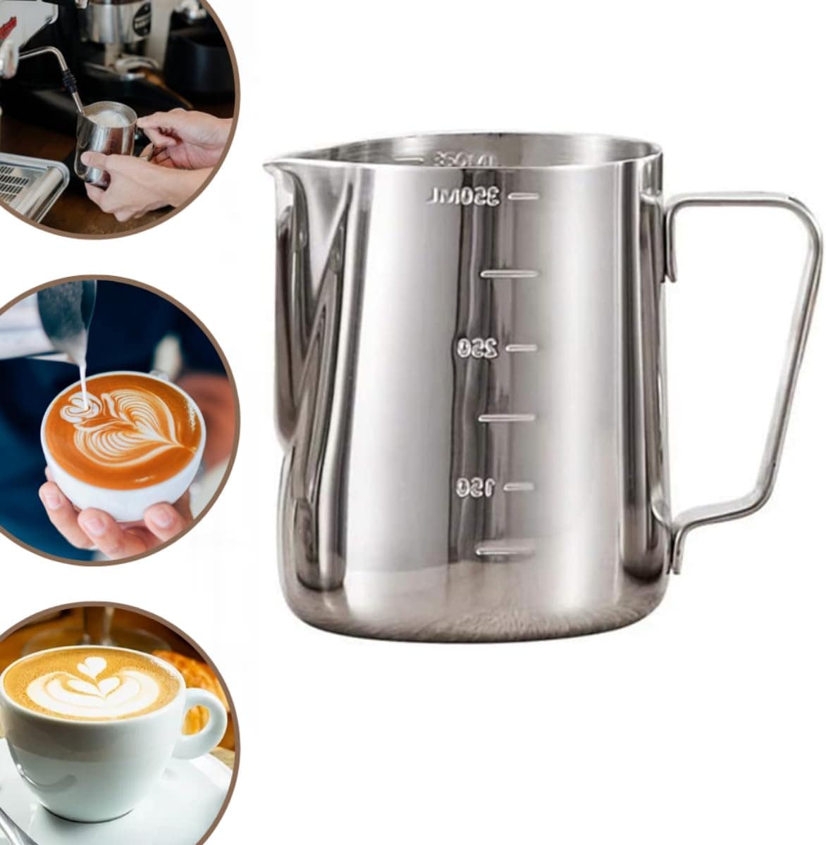 Jarra de espumar leite 350 ml Jarra de aço inoxidável copo v... - Image 6