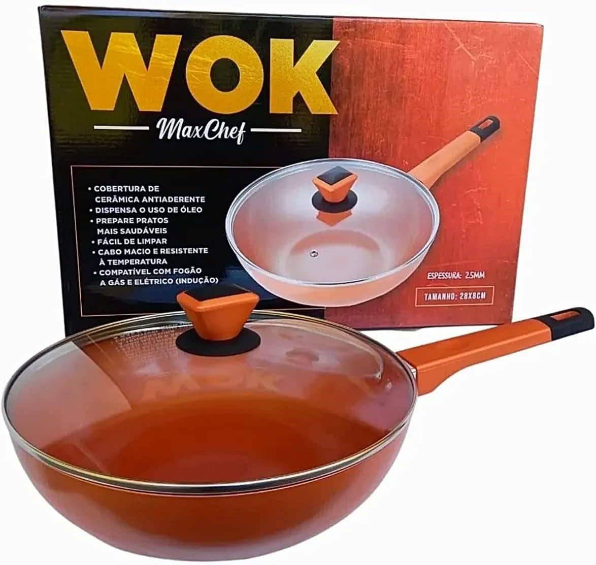 Frigideira Wok MaxChef com Revestimento Cerâmico 28cm Com Ta... - Image 4