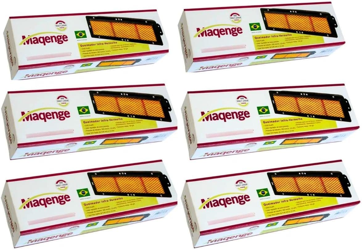 MAQENGE, Kit 6 Queimadores Infravermelho A Gás Assadorora Pr...