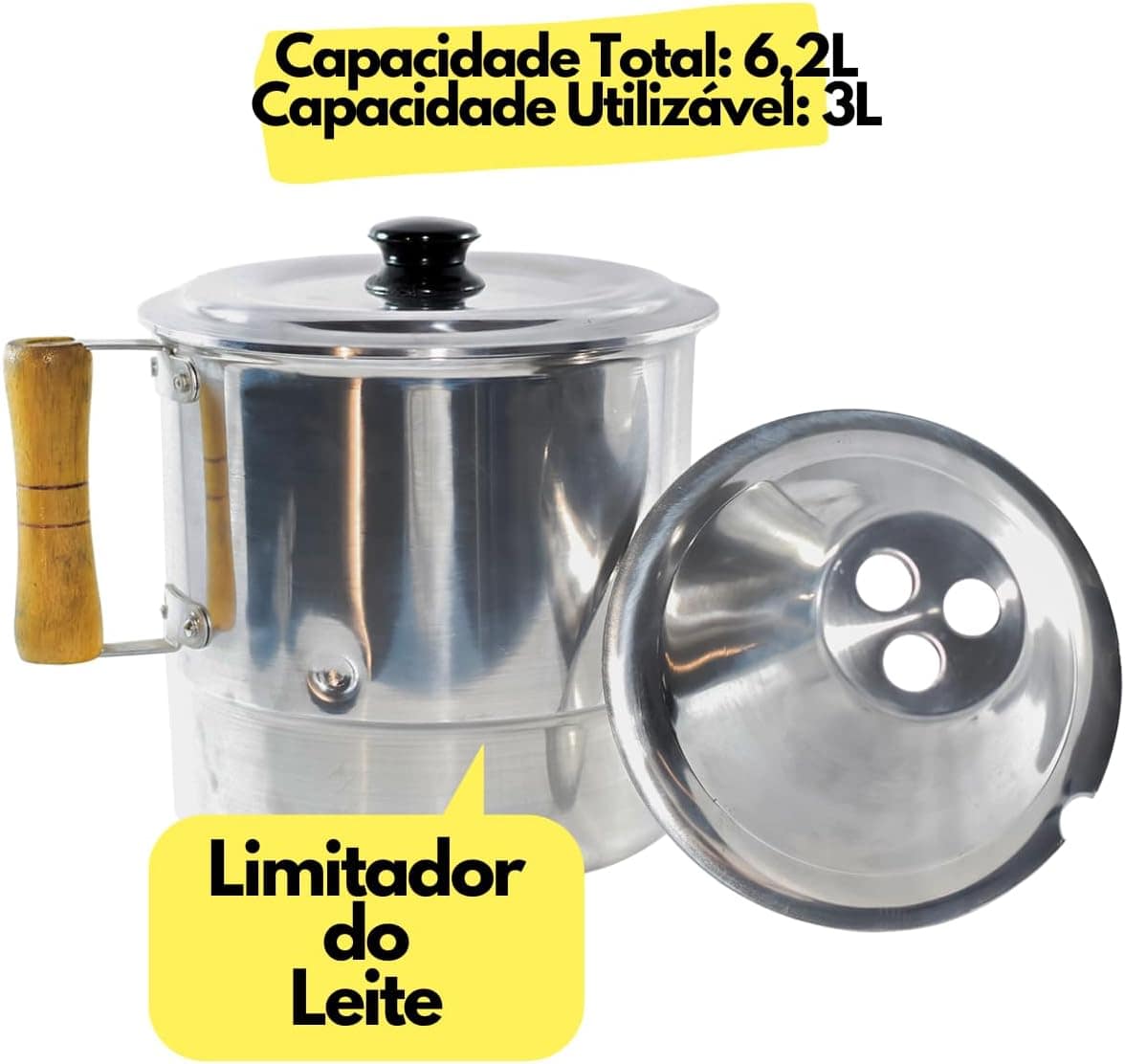 Fervedor de Leite Caneco Inderramavel 3 Litros Com Tampa Em ... - Image 3