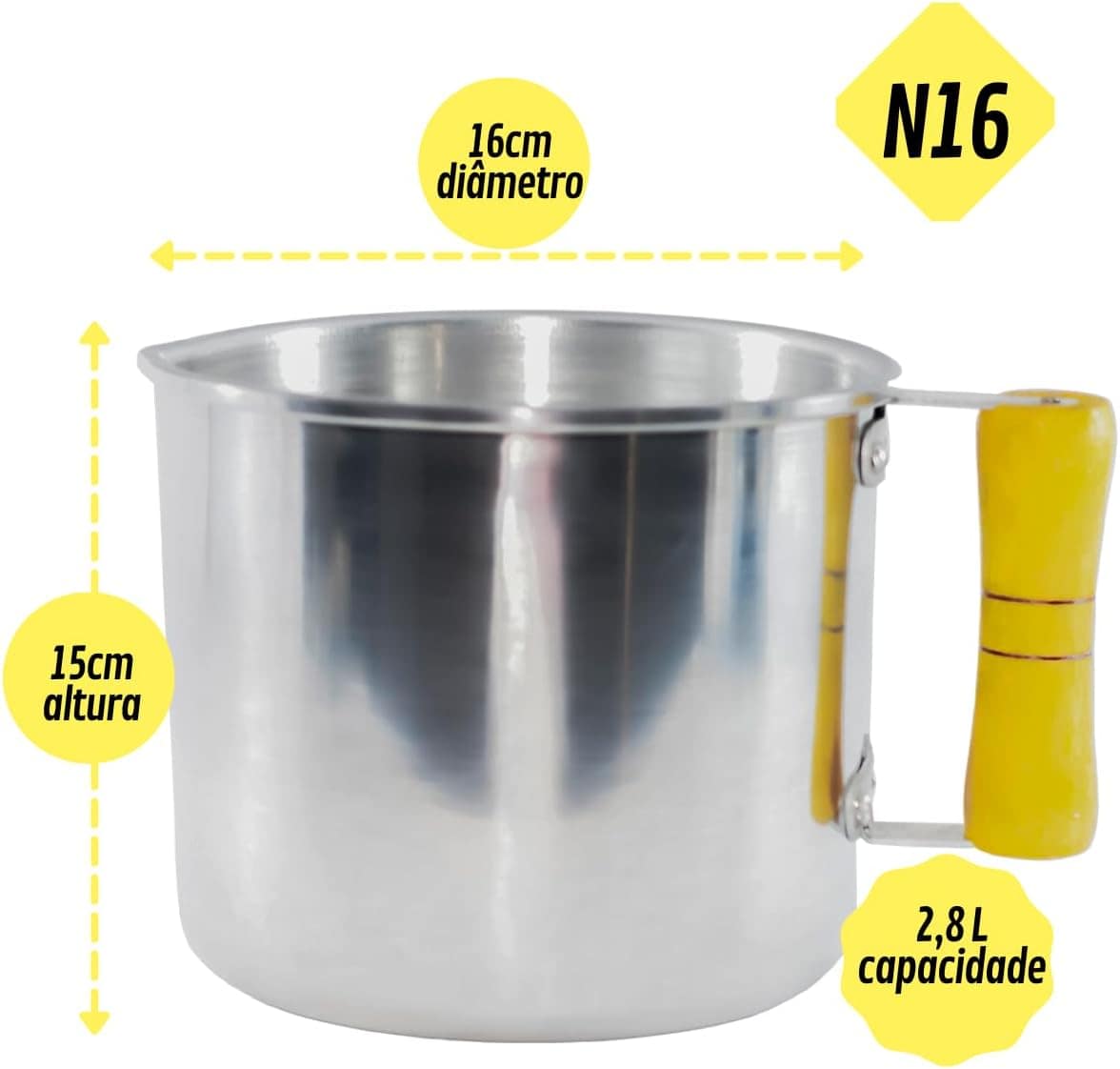 Jogo 3 Caneção Leiteira Com Orla E Cabo De Madeira Nº 16 Nº ... - Image 2