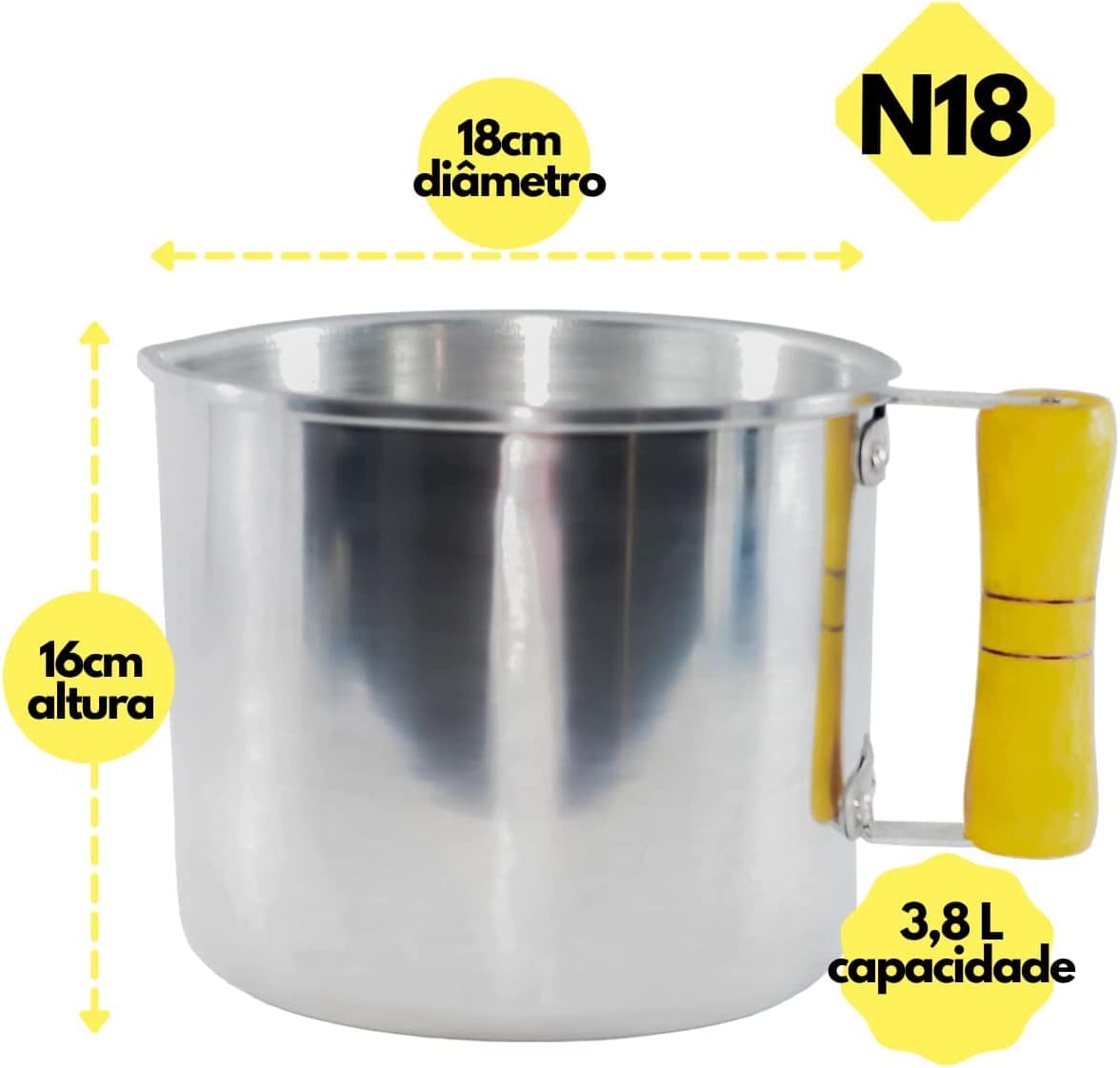 Jogo 3 Caneção Leiteira Com Orla E Cabo De Madeira Nº 16 Nº1... - Image 3