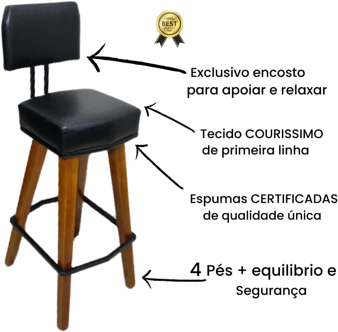 Kit 3 Banquetas Altas para Área Gourmet Bancada balcão de co... - Image 5