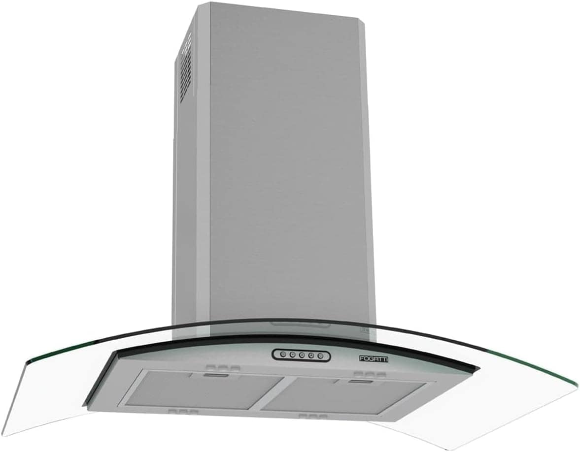 Coifa Ilha Vidro Curvo Inox 90cm - Fogatti - 110V