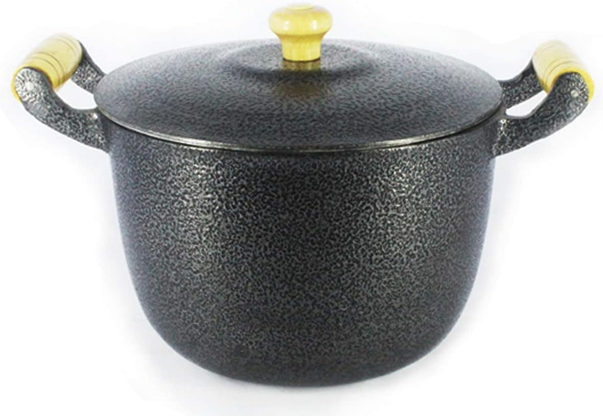 Caldeirão Alumínio Fundido Craqueado Alça de Madeira Preto 2...