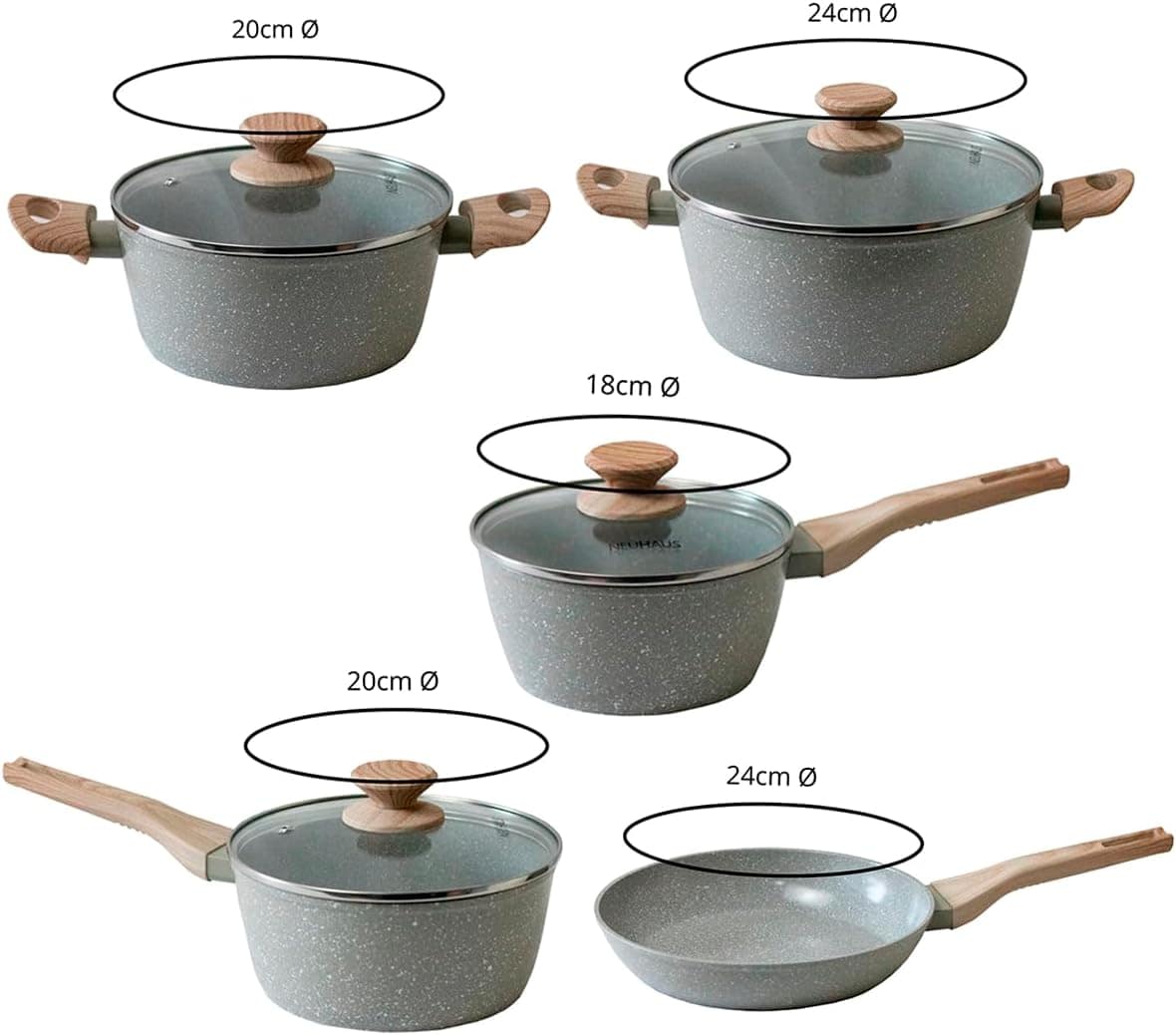 Jogo De Panelas Cerâmica Conjunto Antiaderente Tampa Vidro B... - Image 3