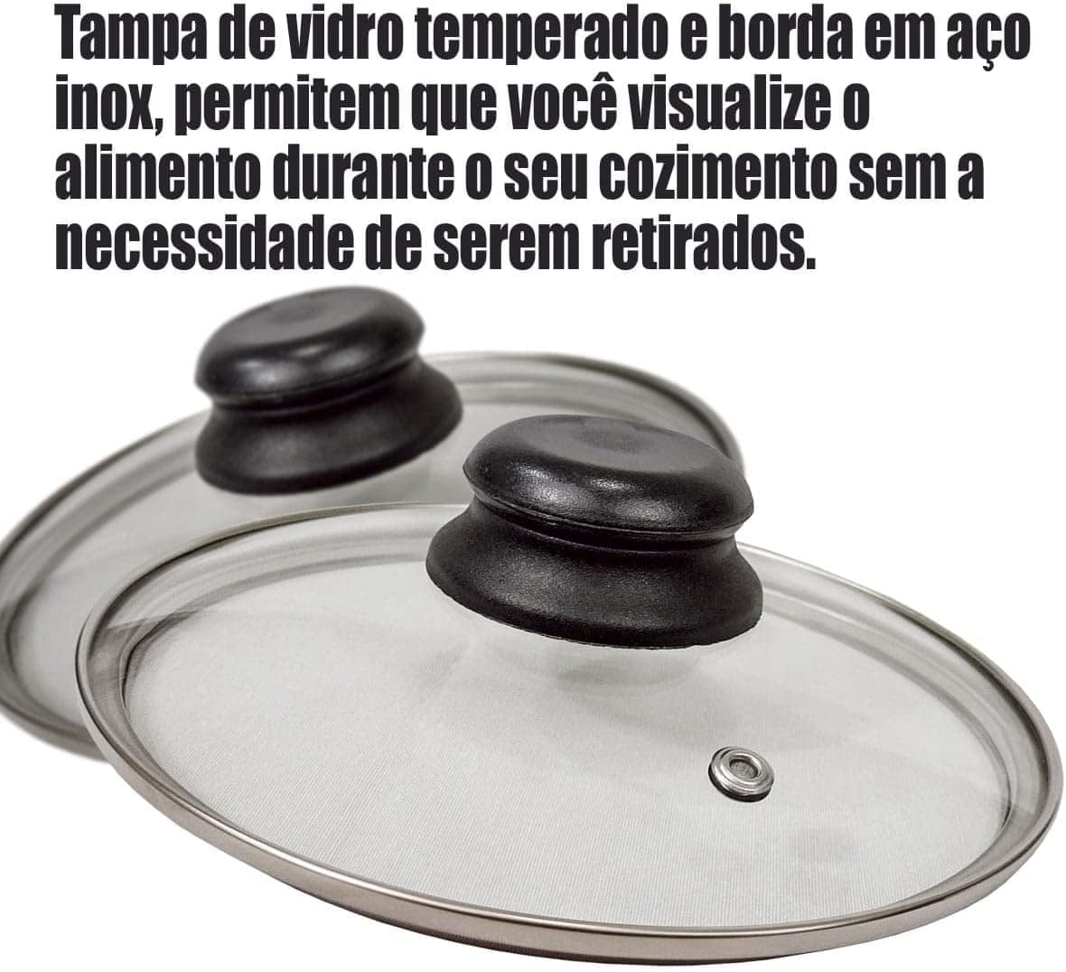 Frigideira 24cm Antiaderente Preta Com tampa de Vidro Grande... - Image 4