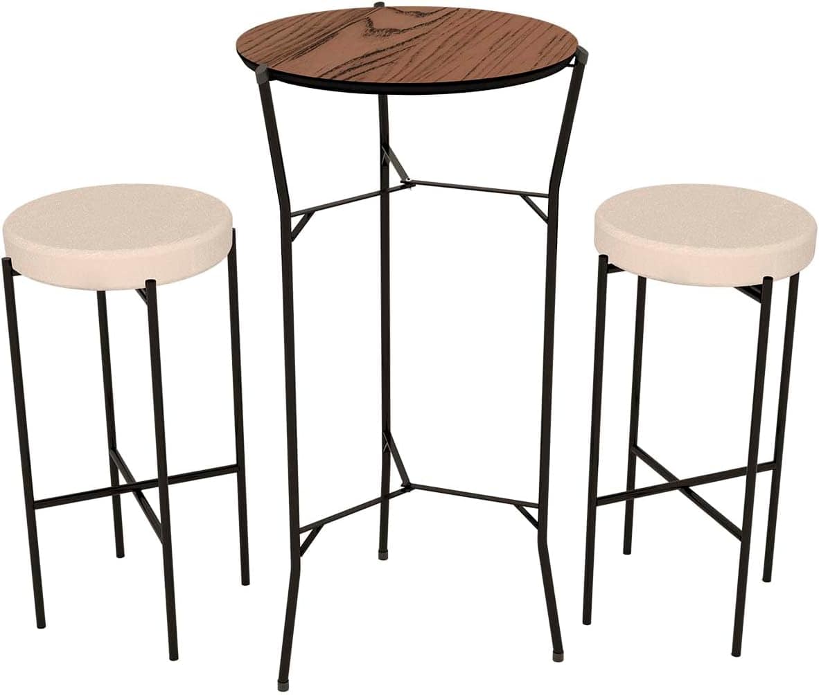 Conjunto Bistrô Bom Banquetas Almofadas Estilo Industrial (F...