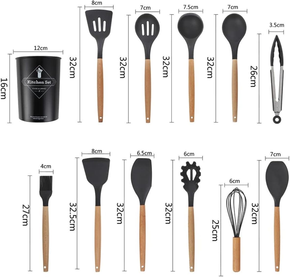 Kit 12 Utensílios De Cozinha Em Silicone E Cabo De Madeira J... - Image 2