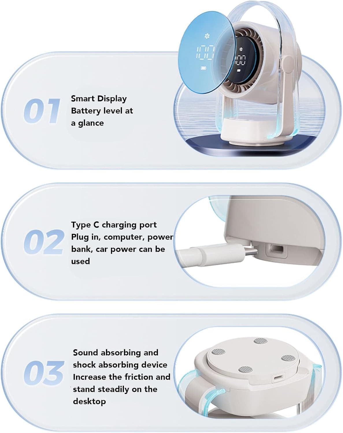 Pequeno Ventilador de Mesa, Circulador de Ar de Desktop Ultr... - Image 6