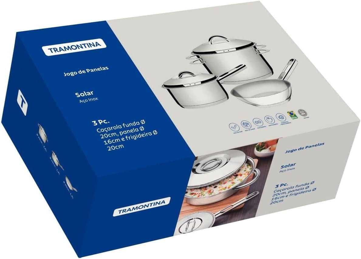 Jogo de Panelas Tramontina Solar em Aço Inox com Fundo Tripl... - Image 2
