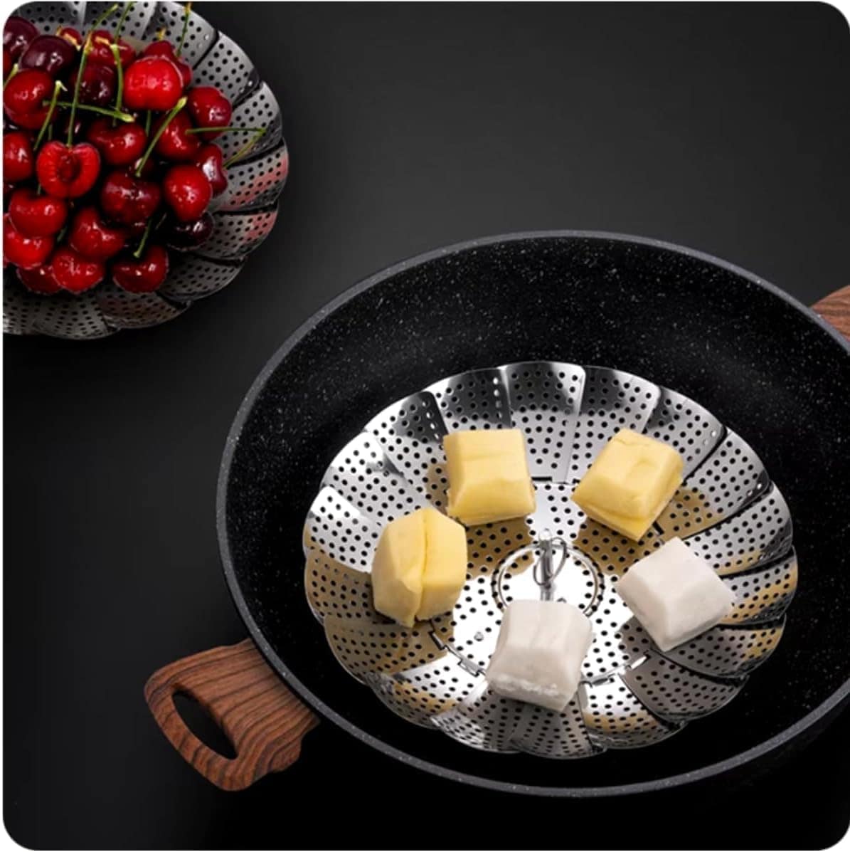 Cesto Cozimento a Vapor Inox Cozinha Legumes na Panela - Image 5