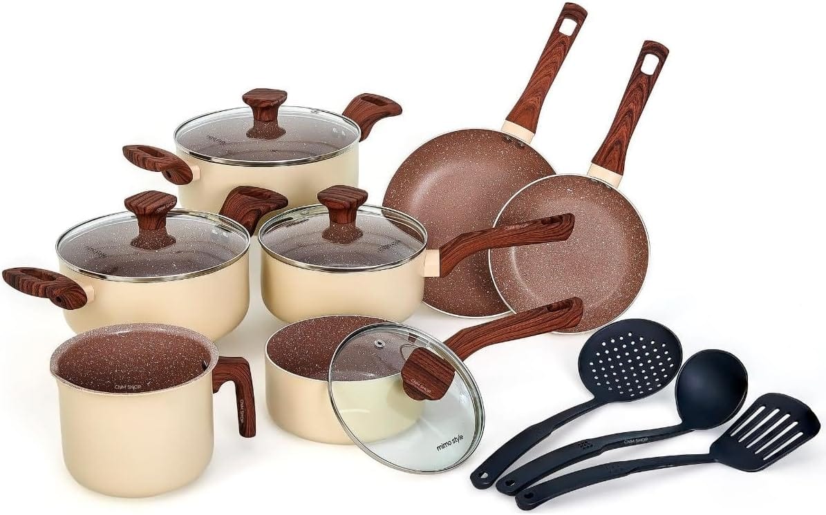 Jogo de Panelas Indução Antiaderente Cerâmico 10 Peças com U...