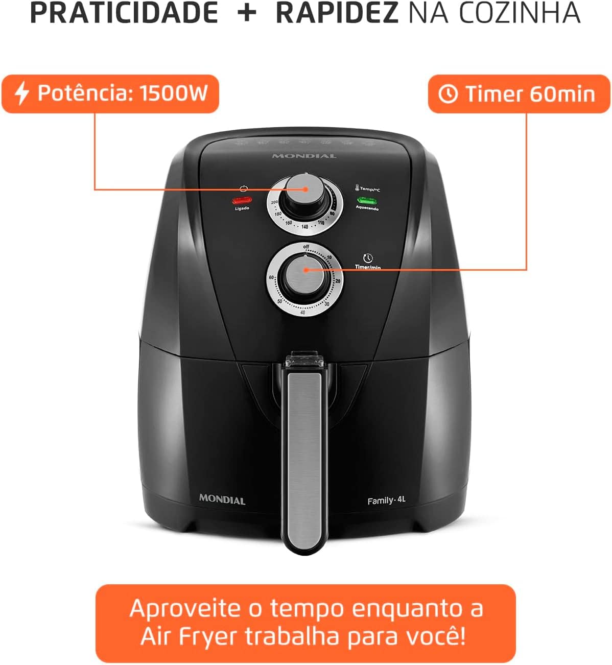 Fritadeira Sem Óleo Air Fryer 4L, Mondial, Preto/Prata, 1500... | É bom mesmo? Descubra antes de comprar - Image 7
