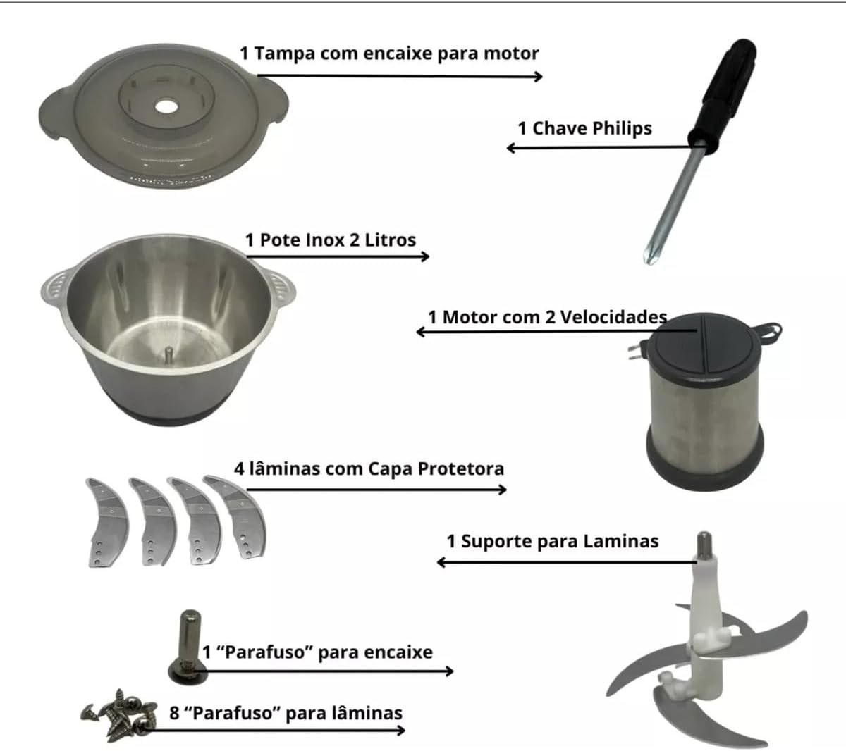 Processador De Alimentos Carne Elétrico 850w Inox - Image 6
