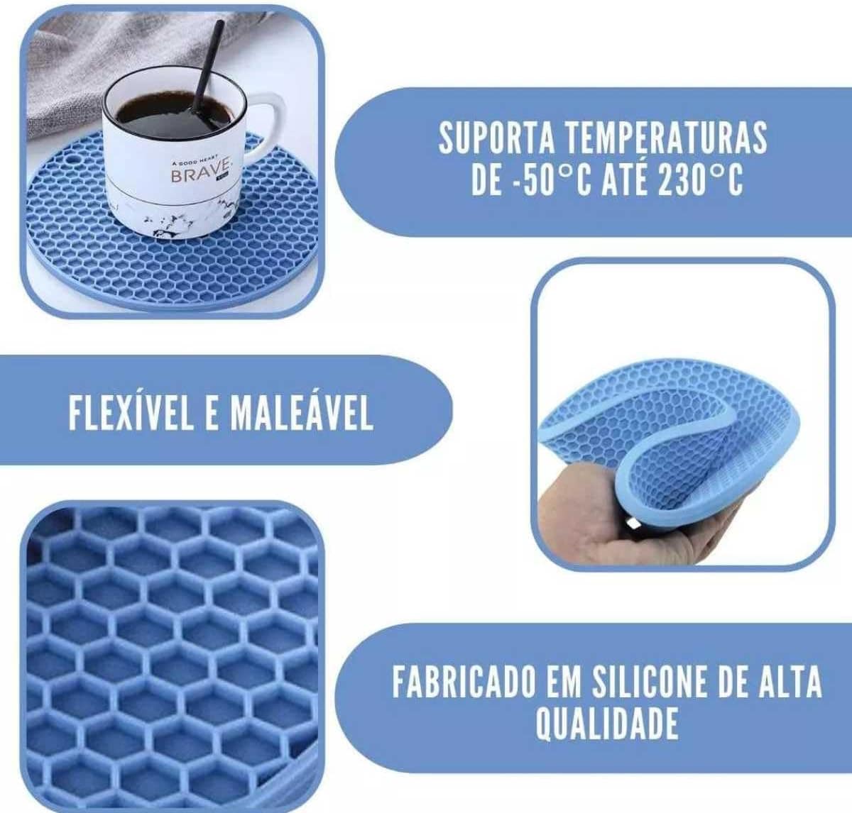 Kit 4 Descanso de Panela em Silicone Redondo 17cm - 1Care - Image 2