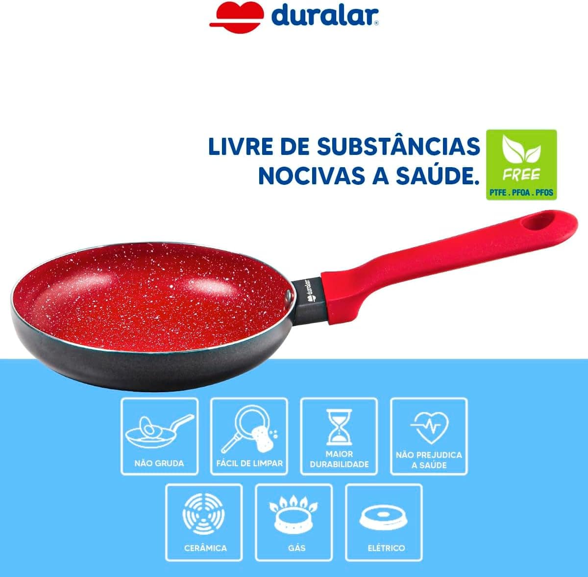 Frigideira Ovo Cerâmica Antiaderente N14 Red Marble Duralar - Image 3