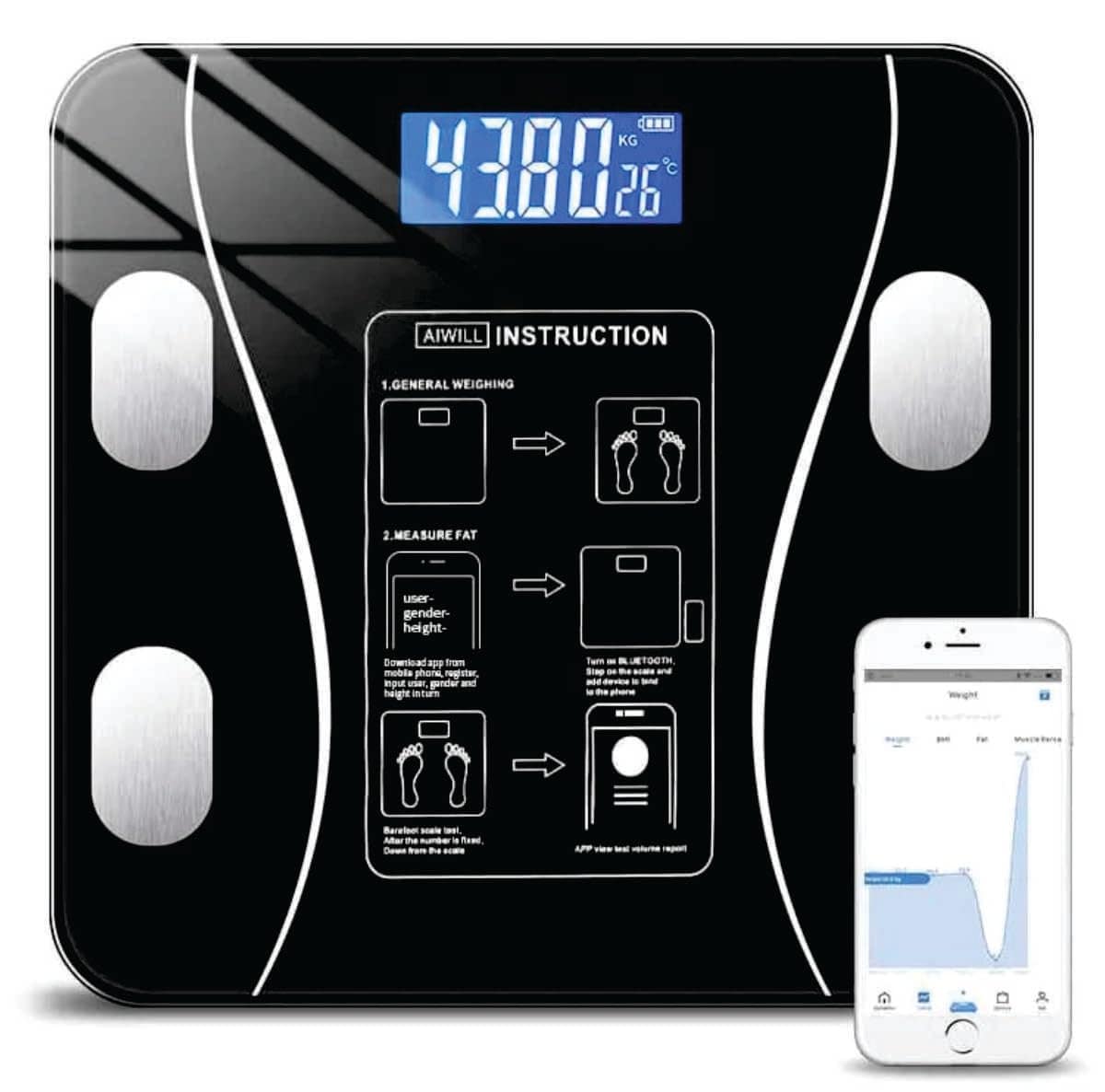 Balança Digital Bioimpedância Corporal Bluetooth Aplicativo-... - Image 2