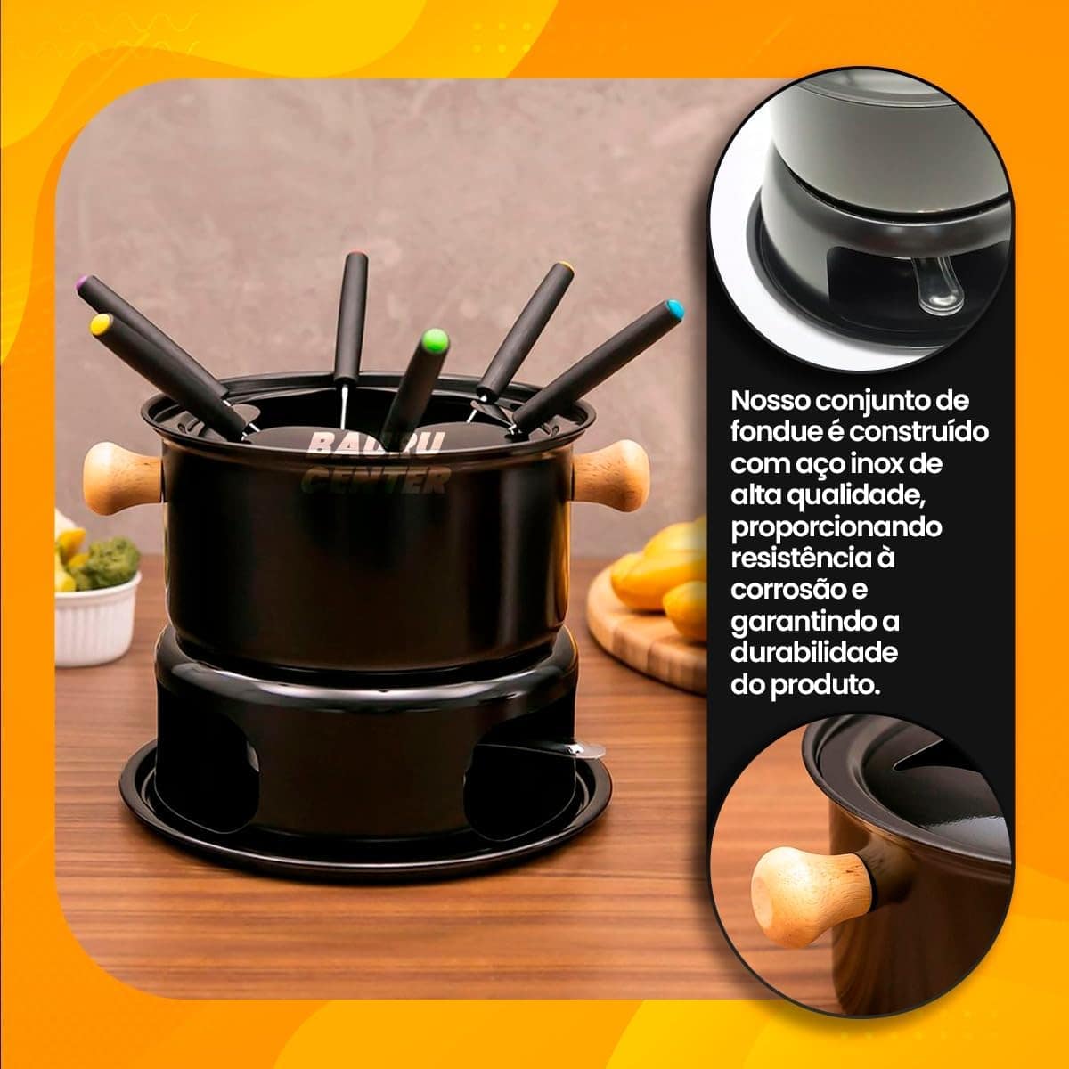 Conjunto Para Fondue 11 Peças Inox para Queijos, Chocolate e... - Image 5
