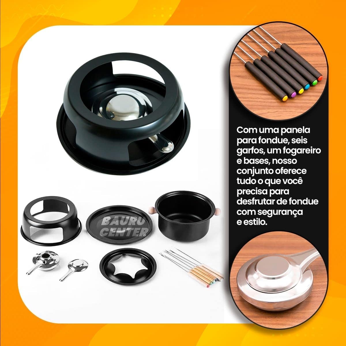 Conjunto Para Fondue 11 Peças Inox para Queijos, Chocolate e... - Image 6