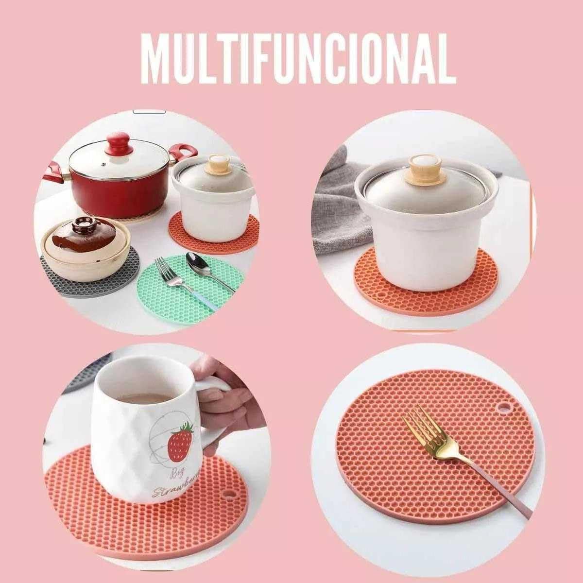 Kit 4 Descanso de Panela em Silicone Redondo 17cm - 1Care - Image 3