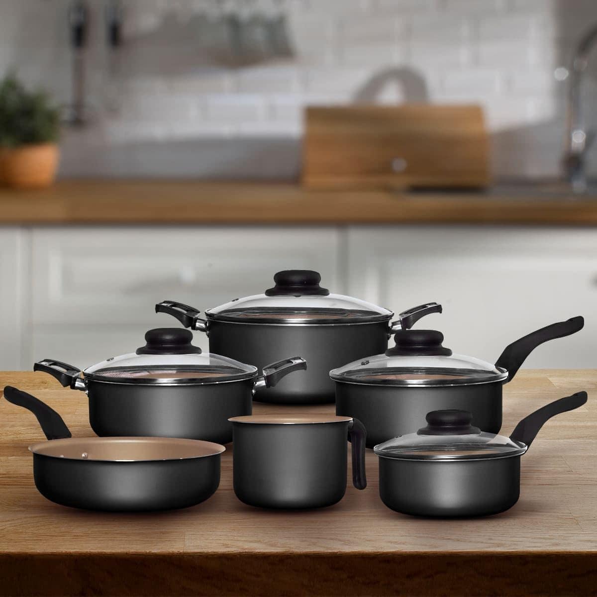 Jogo de Panelas Antiaderentes 10 Peças - 7 Panelas Cor Preta... - Image 2