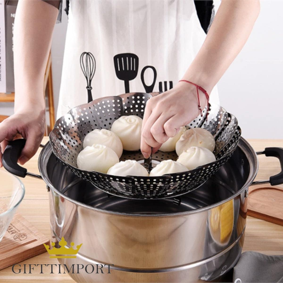 Cesto Cozimento a Vapor Inox Cozinha Legumes na Panela comid... - Image 5