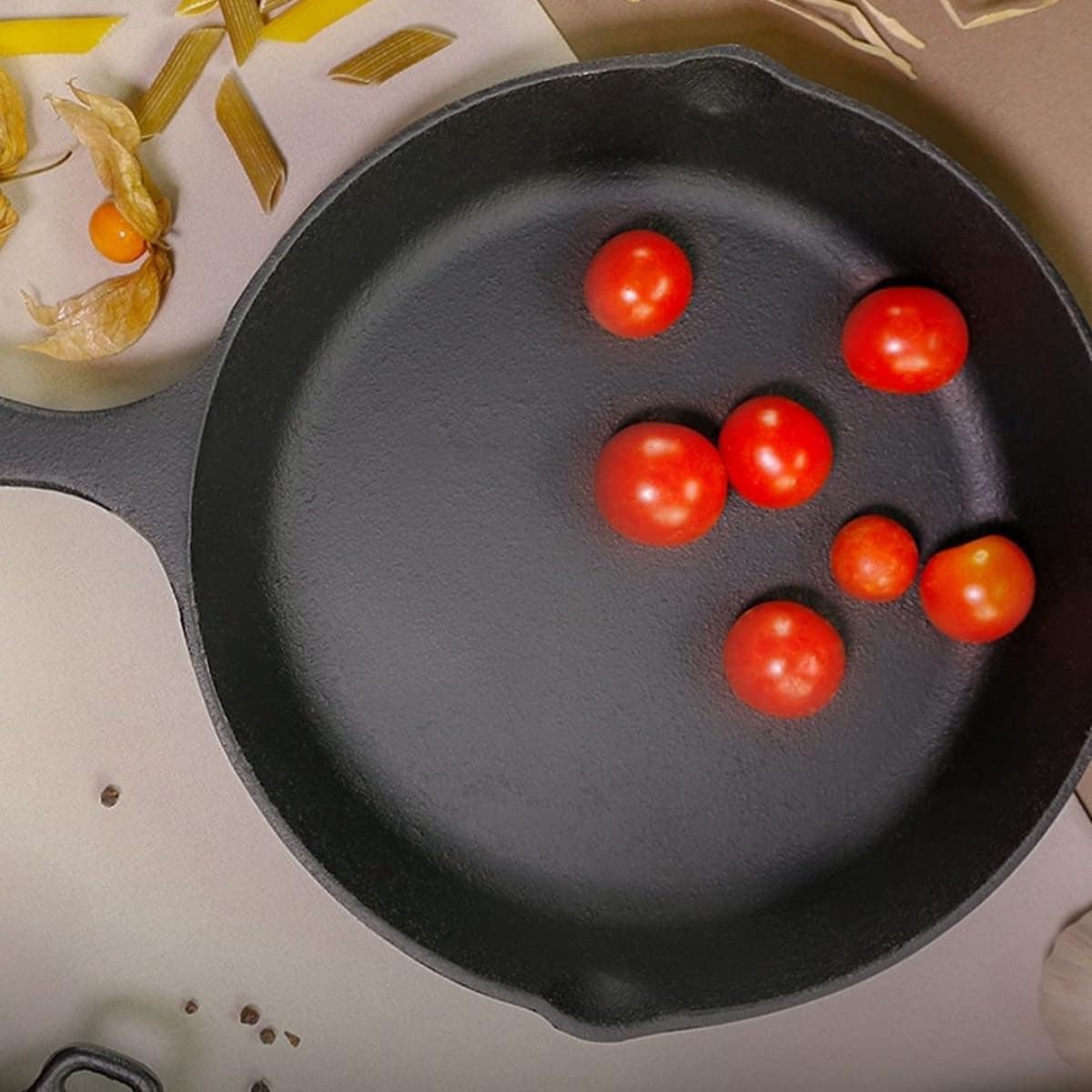 Frigideira De Ferro Fundido 22 Cm Cabo De Ferro Com Tampa - Image 3