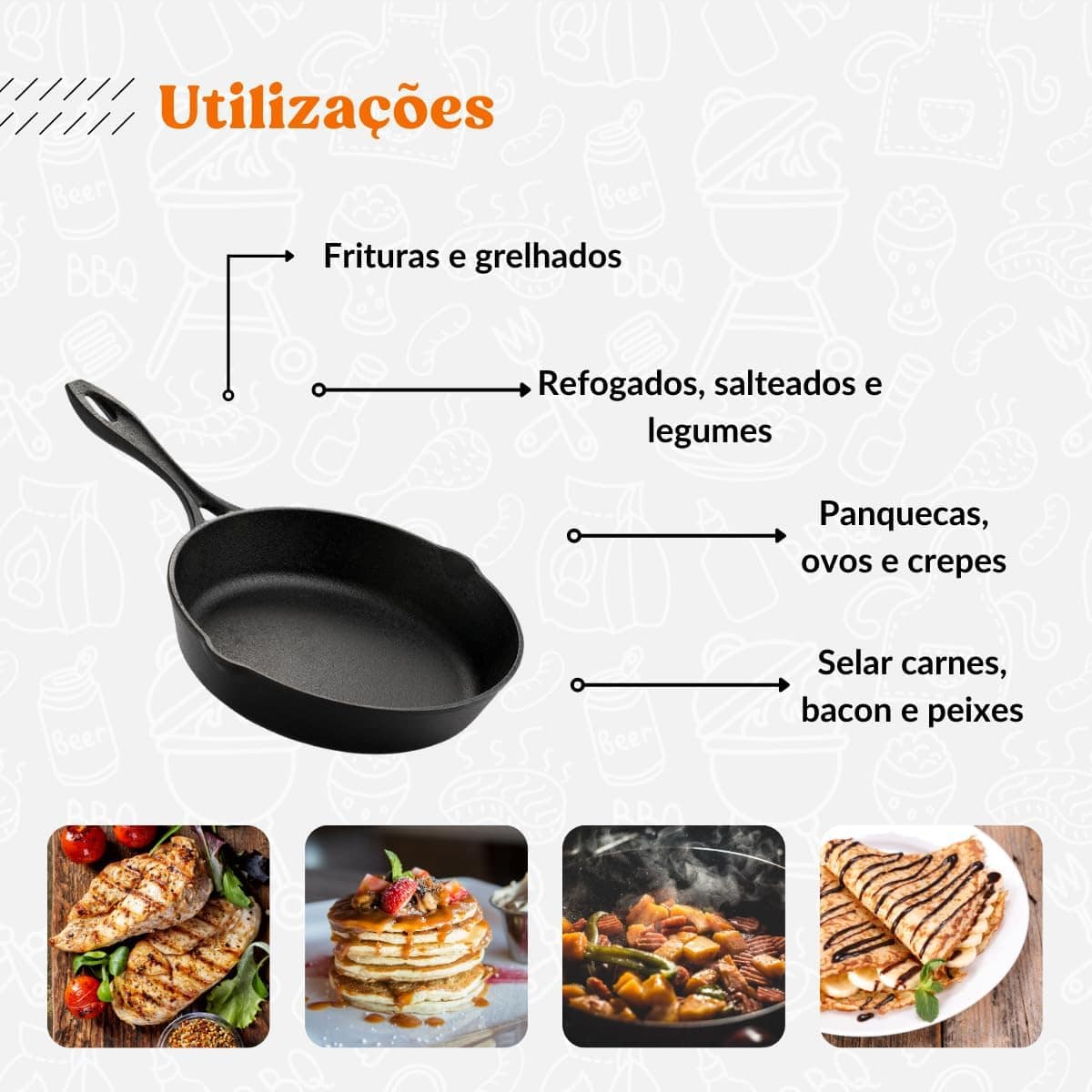 Frigideira De Ferro Fundido Cabo De Ferro De 16 Cm Assadeira - Image 6