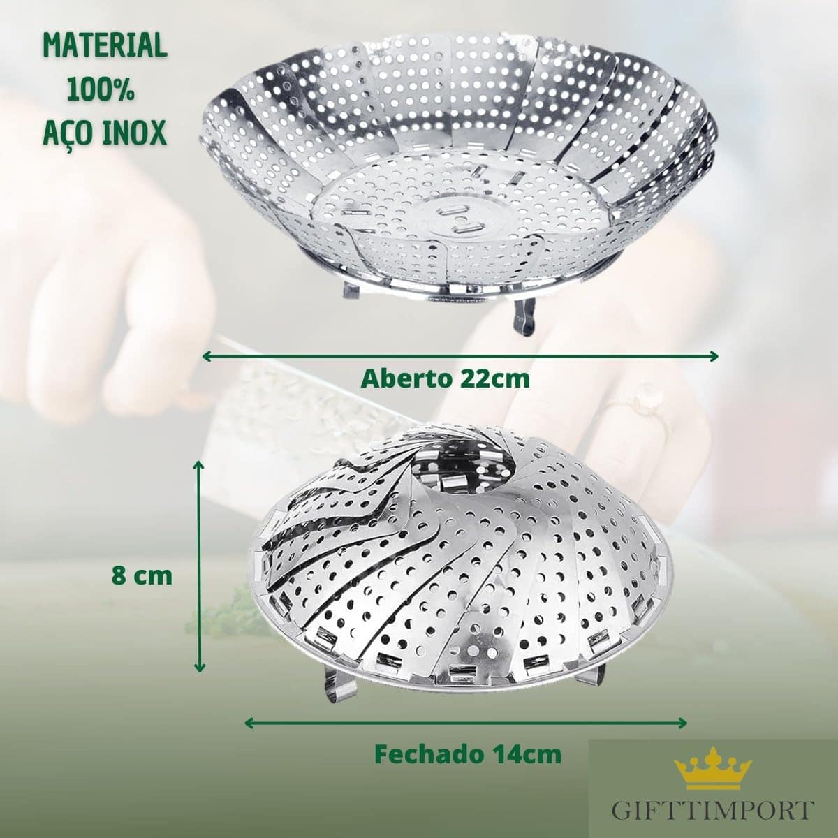 Cesto Cozimento a Vapor Inox Cozinha Legumes na Panela comid... - Image 4