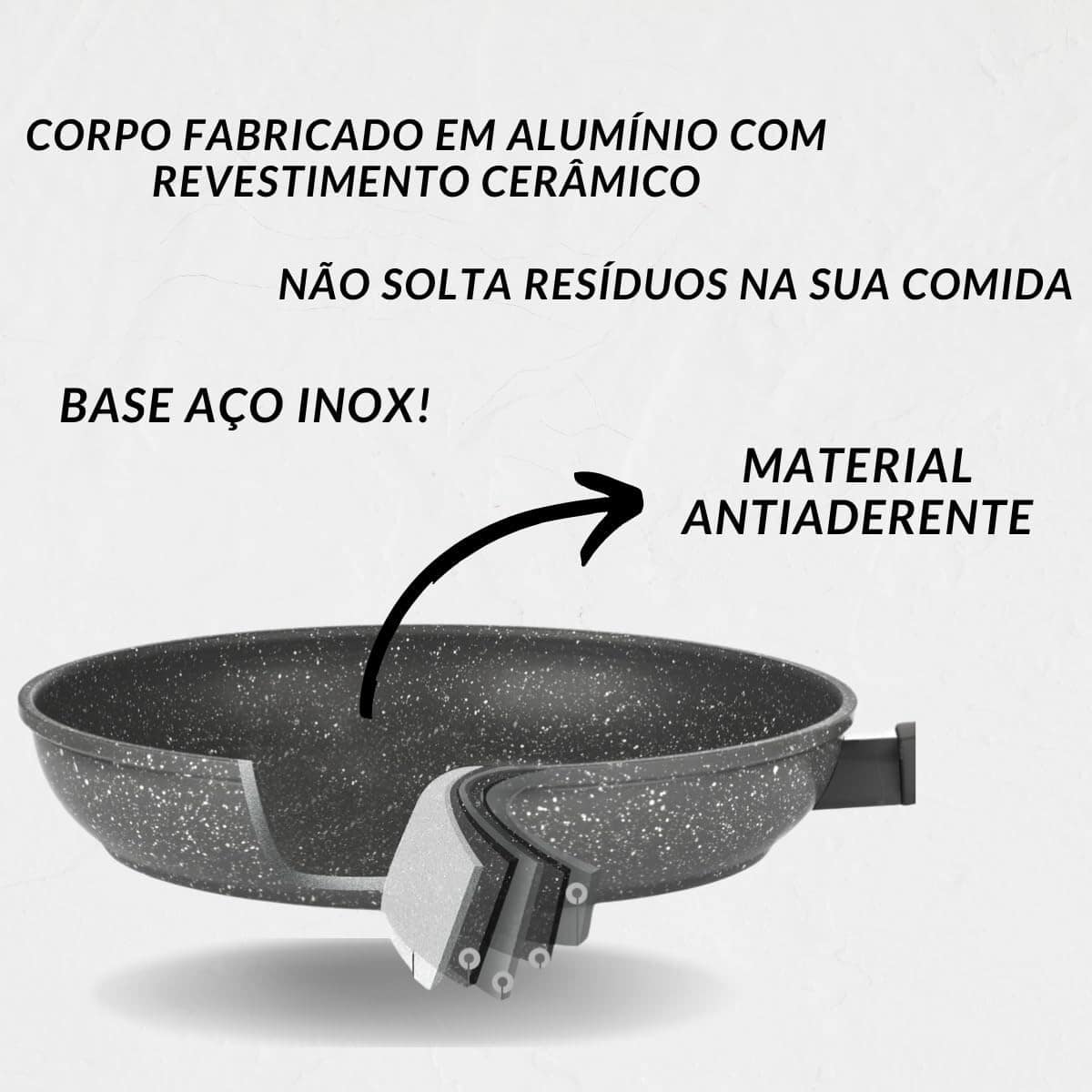 Frigideira Antiaderente Cerâmico Frita Sem Óleo 28cm Funda C... - Image 3