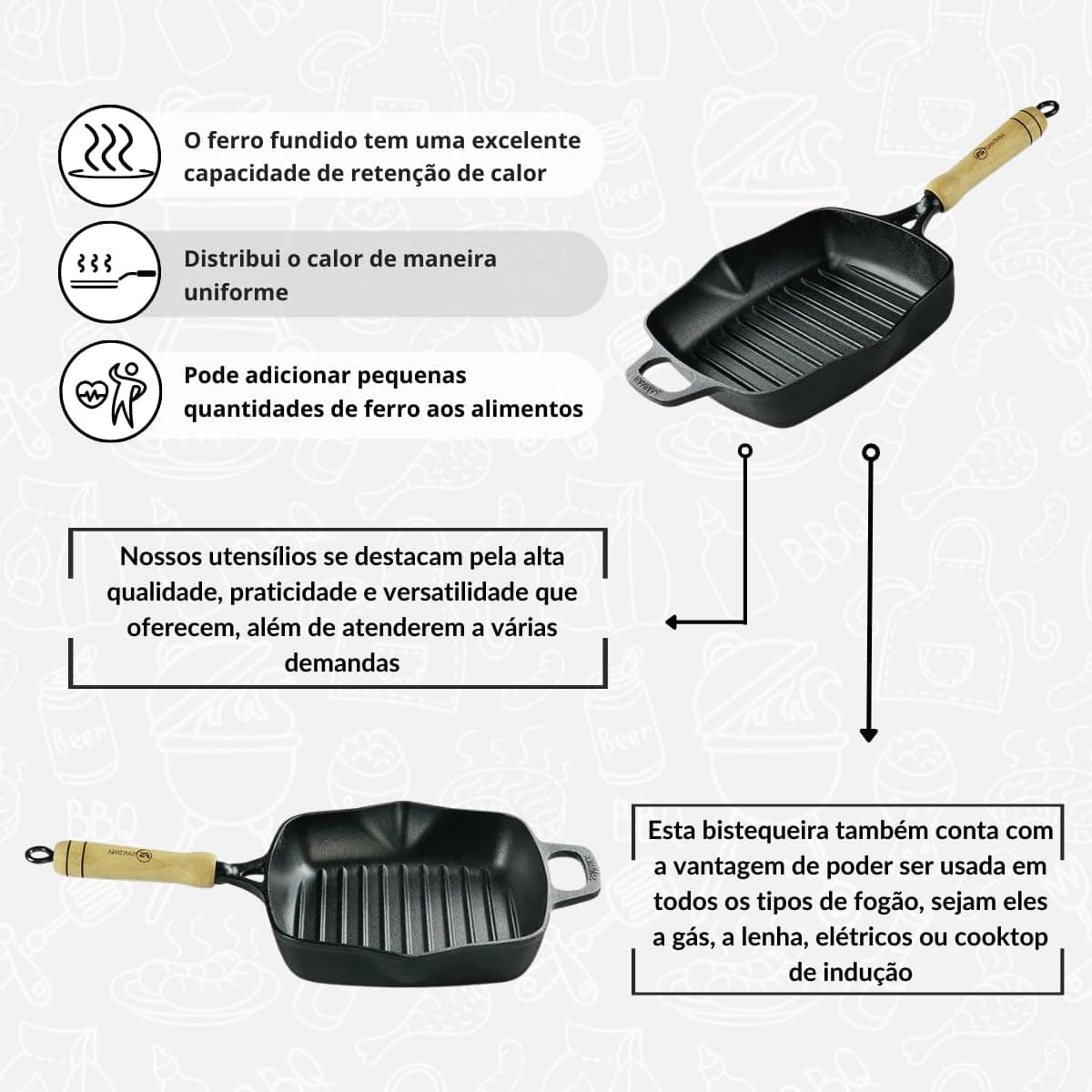 Bifeteira Alta Grelhada de Ferro Fundido - Santana - Image 5