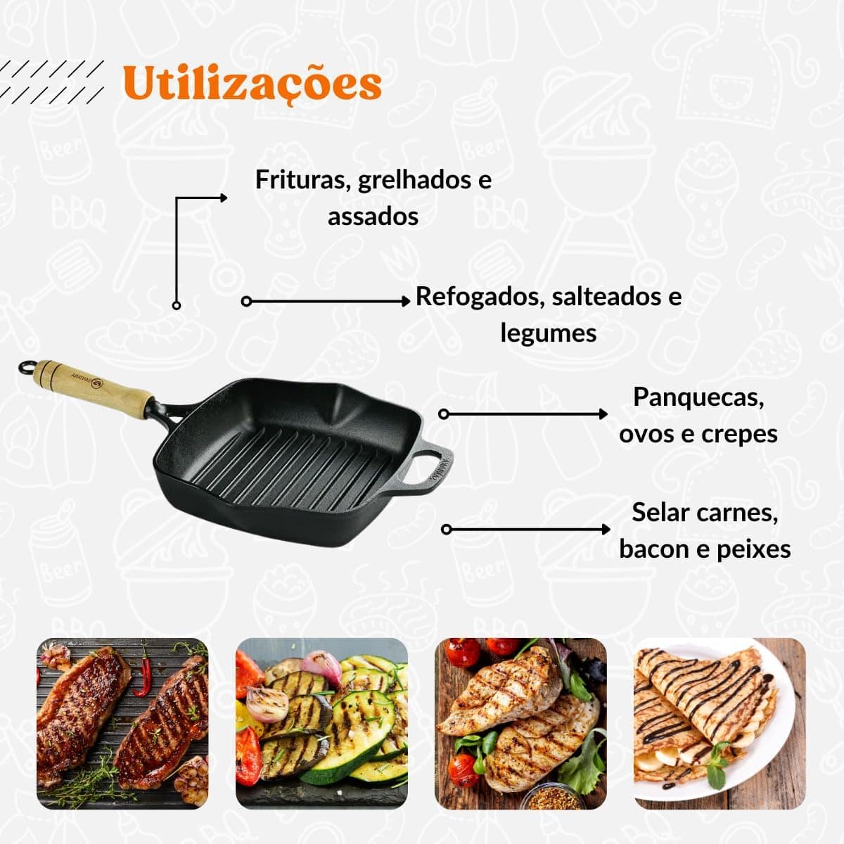 Bifeteira Alta Grelhada de Ferro Fundido - Santana - Image 6