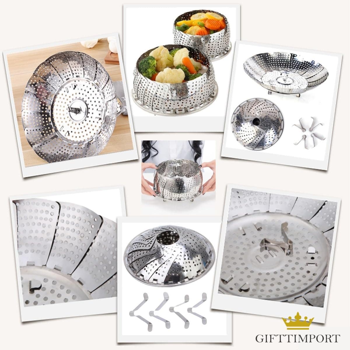 Cesto Cozimento a Vapor Inox Cozinha Legumes na Panela comid... - Image 3