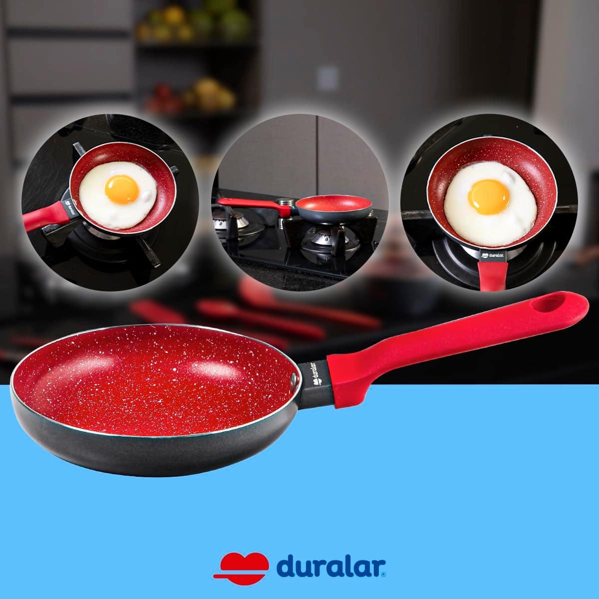 Frigideira Ovo Cerâmica Antiaderente N14 Red Marble Duralar - Image 4
