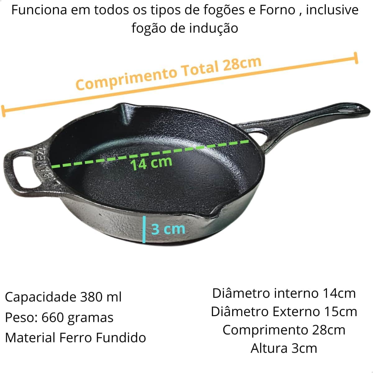 Frigideira De Ferro Pequena Cabo De Ferro 15 Cm Libaneza - Image 2